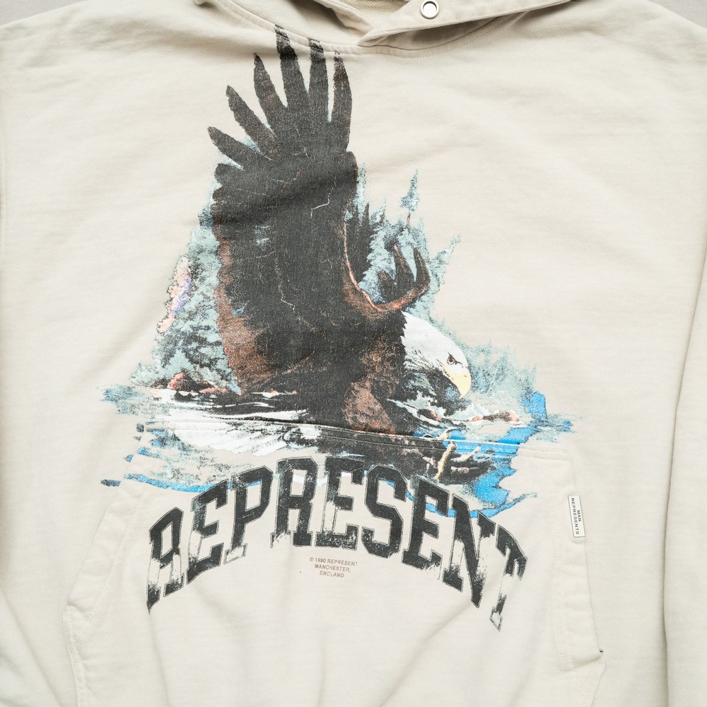 Heavy Weight Beige Man Represents Manchester England Hoodie L - Picture 3 of 6